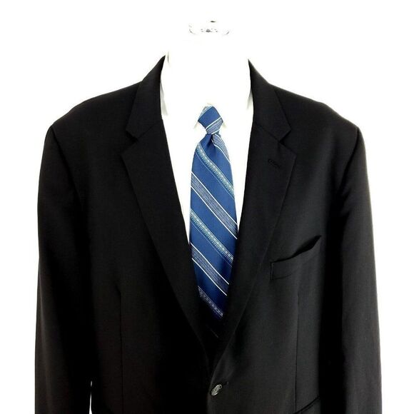 Nautica Wool Polyester 2 Button Blazer 46L Charcoal Black Tagged 48L Has Been Ta - Picture 1 of 10